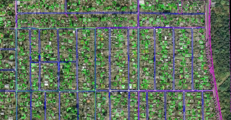 Geospatial network information mapped over aerial imagery