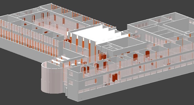 Architectural BIM model showing coordinated building systems
